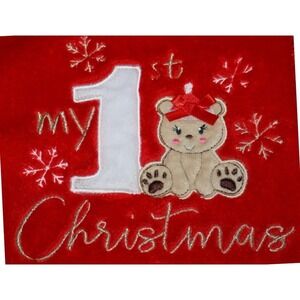 My 1st Christmas Girls Bear Satin Trim Red Security Blanket BABY ESSENTIALS